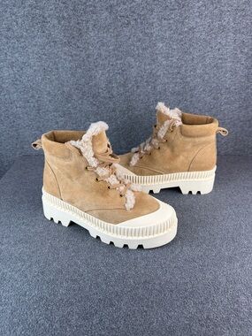 Rare Silent D Peato Women's Tan Suede Platform‎ Boots Size 8/8.5US|39 EU